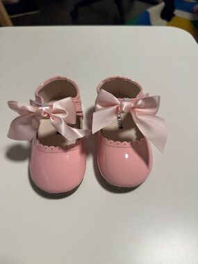 Toddler Pink Patent Mary Jane Shoes with Satin Bows